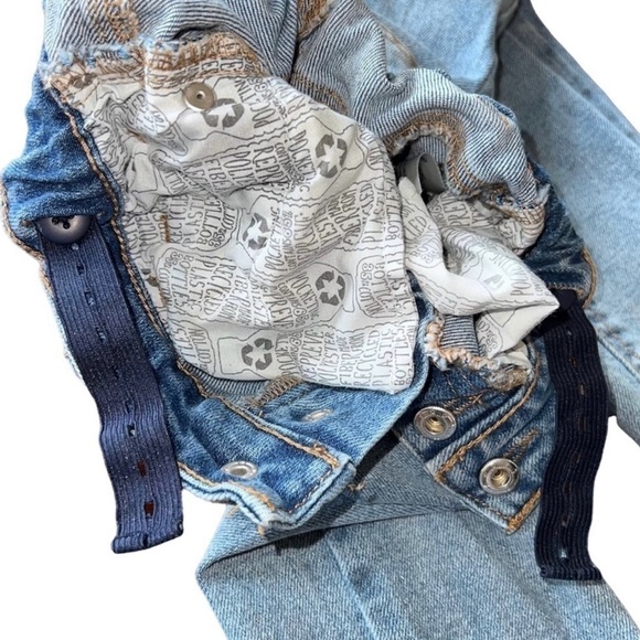Cat & Jack Super-stretch Distressed Snap Jeans Floral Appliqués Size 4T - Picture 4 of 6